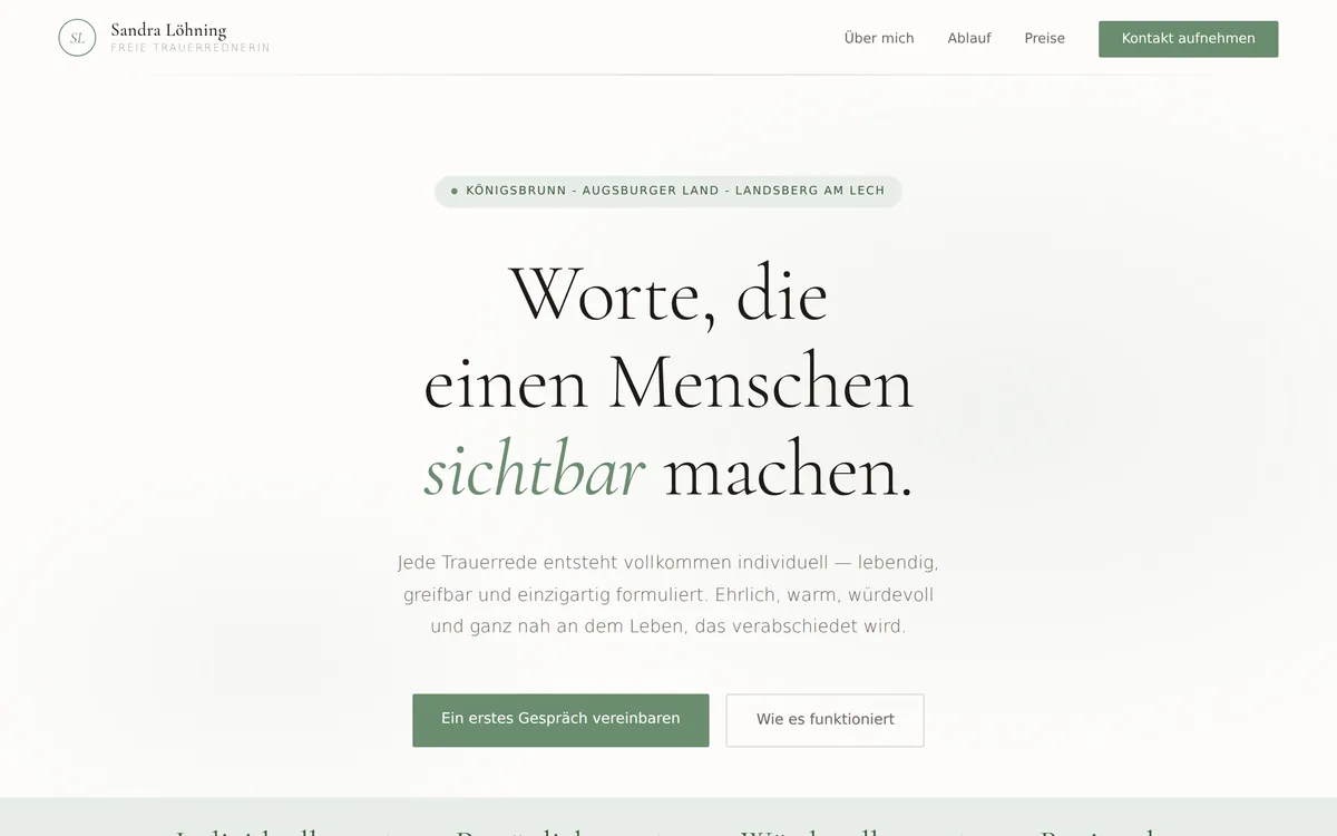 Startseite von trauerrede-augsburg.de — freie Trauerrednerin Sandra Löhning